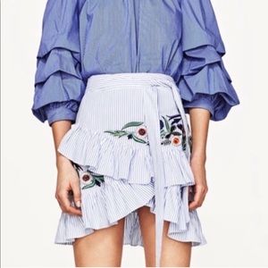 Zara Skirts - Zara Stripe Embroidered Skirt Zara Skirts - Zara Stripe Embroidered Skirt